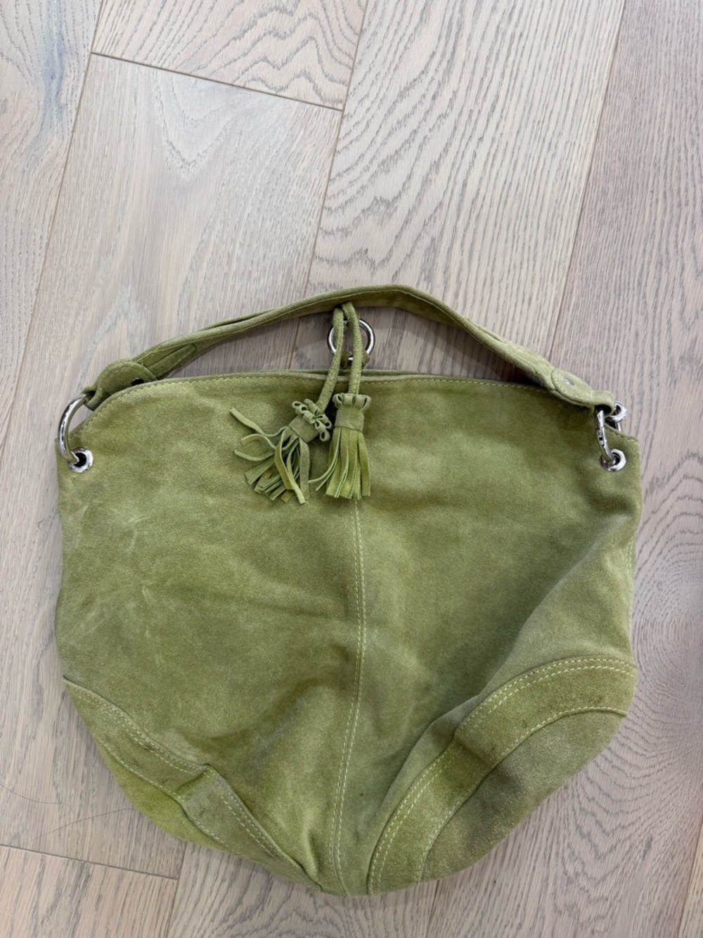 Suede green handbag